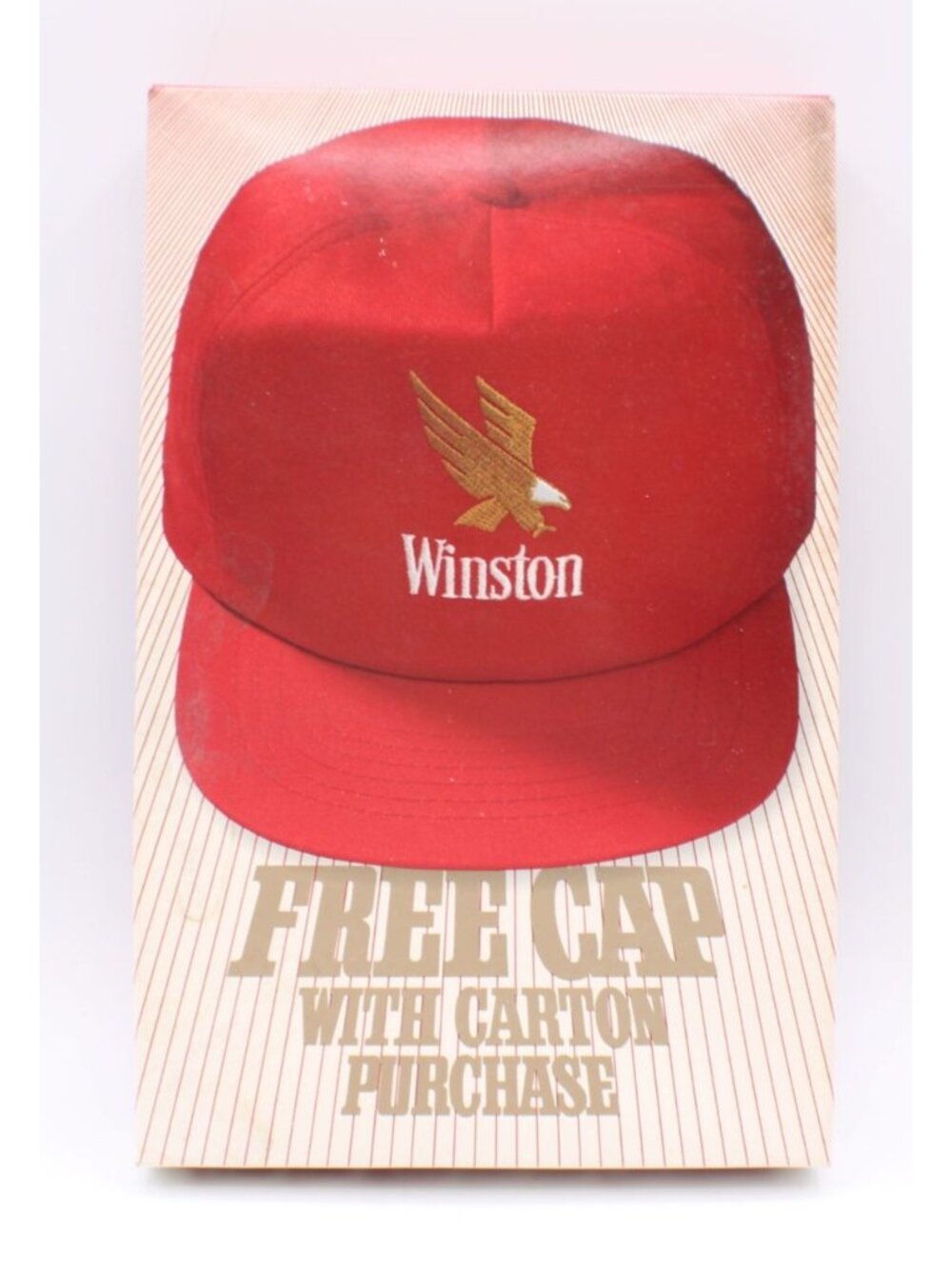 Winston Brand Promo Red Cap Original box Eagle Logo Snapback 1990s Vtg Advertise